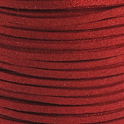 FireBrick Glitter Powder Faux Suede Cord, Faux Suede Lace, FireBrick, 3mm, 100yards/roll(300 feet/roll)