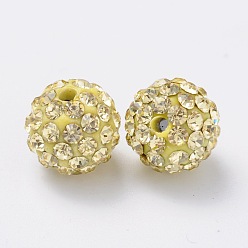 Jonquil Polymer Clay Rhinestone Beads, Grade A, Round, PP15, Jonquil, 10mm, Hole: 1.8~2mm, 6 Rows Rhinestone, PP15(2.1~2.2mm)