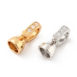 Platinum & Golden Brass Micro Pave Clear Cubic Zirconia Fold Over Clasps, Cadmium Free & Lead Free, Mixed Color, 12x6x5.5mm, Hole: 4x4.5mm, Inner Diameter: 4mm