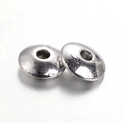 Antique Silver Tibetan Style Alloy Spacer Beads, Flat Round, Lead Free & Cadmium Free & Nickel Free, Antique Silver, 6x2mm, Hole: 1.5mm
