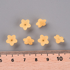 Orange Transparent Acrylic Beads, Flower, Frosted, Orange, 12x7mm, Hole: 1mm, about 4600pcs/500g