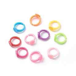 Mixed Color Cuff Colorful Acrylic Ring Components, for Kids, Mixed Color, 14mm, Tray: 9mm