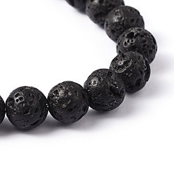 Lava Rock Natural Lava Rock Beads Strands, Round, Black, 10mm