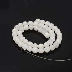 White Jade Natural Round White Jade Bead Strands, 4mm, Hole: 0.8mm, about 98pcs/strand, 15.7 inch