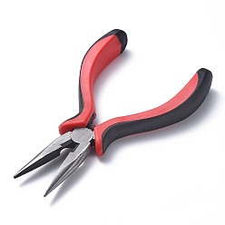 Red Iron Jewelry Tool Sets: Round Nose Pliers, Wire Cutter Pliers and Side Cutting Pliers, Red, 114~131mm, 3pcs/set