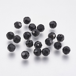 Черный Имитация Австрийские кристаллические шарики, класс AAA, граненый (32 граней), круглые, чёрные, 6 мм, отверстие : 0.7~0.9 мм
