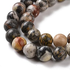 Picasso Jasper Natural Map Stone/Picasso Stone/Picasso Jasper Beads Strands, Round, 8mm, Hole: 1.2mm, about 46~48pcs/strand, 14.88~15.24''(37.8~38.7cm)