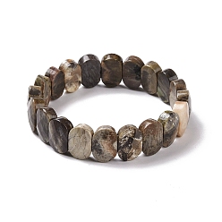 Jasper Natural Wealth Stone Jasper Oval Beaded Stretch Bracelet, Gemstone Jewelry for Women, Inner Diameter: 2-1/8 inch(5.4~5.5cm)