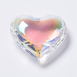 Mixed Color Glass Pendants, Heart, Mixed Color, 40~41x42~43x15mm, Hole: 2mm