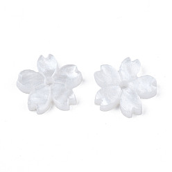 Blanc Perles acryliques opaques, sakura, blanc, 10.5x11x2mm, Trou: 1.2mm