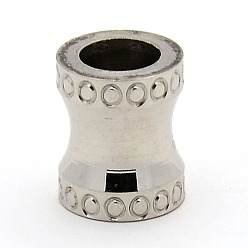 Stainless Steel Color Stainless Steel Beads, Large Hole Column Beads, Stainless Steel Color, 12x10mm, Hole: 6mm