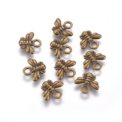 Antique Bronze Tibetan Style Alloy Charms, Cadmium Free & Nickel Free & Lead Free, Bee, Antique Bronze, 10x11x2mm, Hole: 2mm
