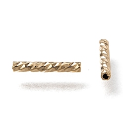 Real 24K Gold Plated Corrugated Brass Tube Beads, Long-Lasting Plated, Real 24K Gold Plated, 10x1.5mm, Hole: 0.7mm