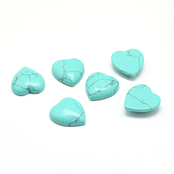 Synthetic Turquoise Dyed Synthetic Turquoise Gemstone Cabochons, Heart, 25x23x7.5mm
