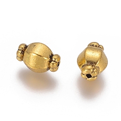 Antique Golden Tibetan Style Spacer Beads, Antique Golden Color, Lead Free & Cadmium Free, Size: about 7mm in diameter, 10mm long, hole: 1mm
