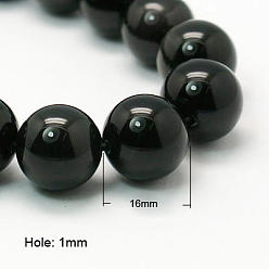 Черный Природные обсидиана бисер нитей, круглые, класс АА, черный и красочный, 16 мм