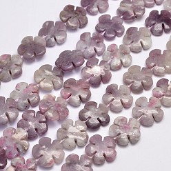 Lilac Jade Natural Lilac Jade Beads Strands, Flower, 20x20x6mm, Hole: 1mm, about 20pcs/strand, 15.75 inch