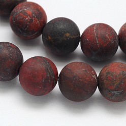 Brecciated Jasper Frosted Round Natural Brecciated Jasper Beads Strands, 8mm, Hole: 1mm, about 49pcs/strand, 15.5 inch