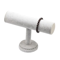 Гейнсборо Т-пластик ювелирные изделия браслет дисплеи, обтянута бархатом, с деревянным основанием, светло-серые, 15x22x5.5 см