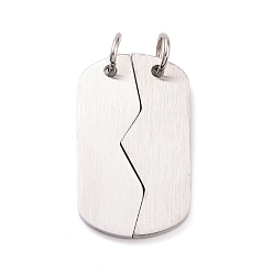 Stainless Steel Color Blank 304 Stainless Steel Split Pendants, with Jump Rings, Rectangle, Stainless Steel Color, 37x22x2.5mm, Hole: 6.5mm