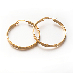Golden Lady's 304 Stainless Steel Hoop Earrings, Hypoallergenic Earrings, Golden, 35x3.5mm, Pin: 0.6x1.2mm
