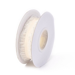 White Polyester Organza Ribbon, Pleated Ribbon, Ruffle Ribbon, White, 1 inch(25mm), about 50yards/roll(45.72m/roll)