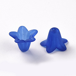 Bleu Perles acryliques transparentes, givré, fleur, bleu, 17.5x12mm, trou: 1.5 mm, environ 770 pcs / 500 g