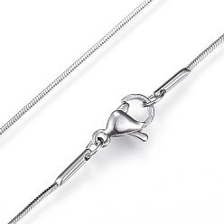 Stainless Steel Color 304 Stainless Steel Snake Chain Necklaces, with Lobster Claw Clasps, Stainless Steel Color, 19.9 inch(50.5cm), 0.9mm