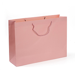 Pink Sacs en papier kraft, sacs-cadeaux, sacs à provisions, sacs de mariage, rectangle avec poignées, rose, 35x48x14.2 cm
