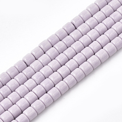 Lilac Natural Agate Beads Strands, Dyed, Column, Lilac, 4x3.5~4mm, Hole: 1mm, 108pcs/strand, 15.7 inch