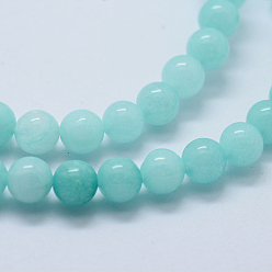 Other Jade Natural & Dyed Jade Bead Strands, Imitation Aquamarine, Round, 8mm, Hole: 1.5mm, about 48pcs/strand, 14.37 inch(36.5cm)