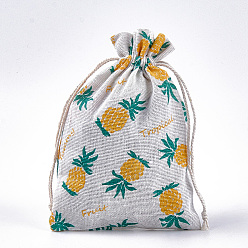 Разноцветный Упаковочные мешки из поликоттона (полиэстер), с ананасом, красочный, 18x13 см