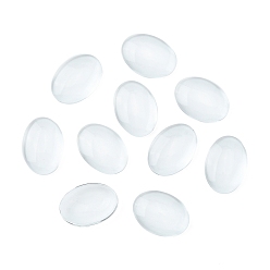 Clear Transparent Oval Glass Cabochons, Clear, 18x13x4~5mm