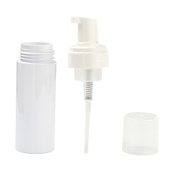 Blanc Distributeurs de savon moussant en plastique pour animaux de compagnie rechargeables de 150 ml, avec pompe en plastique pp pour douche, savon liquide, blanc, 16.6x4.7 cm, capacité: 150 ml (5.07 fl. oz)