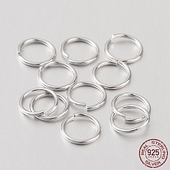 Platinum Rhodium Plated 925 Sterling Silver Open Jump Rings, Round Rings, Platinum, 8x0.8mm