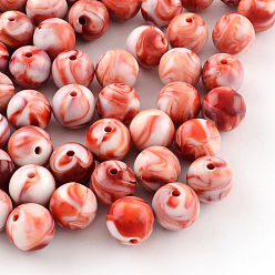 Rouge Perles acryliques opaques, ronde, rouge, 8mm, trou: 1.5 mm, environ 1800 pcs / 500 g