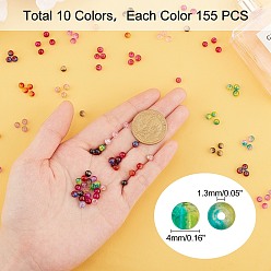 Mixed Color Round Transparent Crackle Glass Beads, Mixed Color, 4mm, Hole: 1.3mm, about 1500~1550pcs/box
