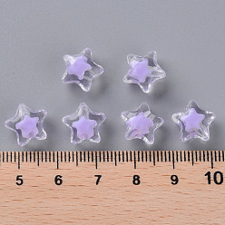 Lilac Transparent Acrylic Beads, Bead in Bead, Faceted, Star, Lilac, 10.5x11x7mm, Hole: 2mm, about 1280pcs/500g