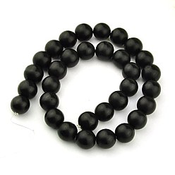Black Synthetic Black Stone Beads Strands, Frosted, Round, Black, 4mm, Hole: 1mm, about 98pcs/strand, 14.5~15 inch