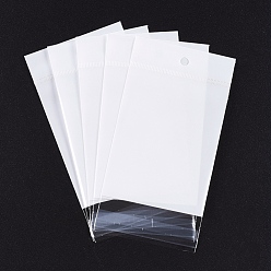 White Pearl Film OPP Cellophane Bags, Self-Adhesive Sealing, with Hang Hole, Rectangle, White, 14x5cm, Unilateral Thickness: 0.035mm, Inner Measure: 9x5cm, Hole: 6mm