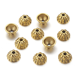 Antique Golden Tibetan Style Alloy Caps, Cadmium Free & Nickel Free & Lead Free, Antique Golden, 8x4mm, Hole: 1.5mm