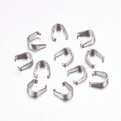 Stainless Steel Color 304 Stainless Steel Snap on Bails, Stainless Steel Color, 5.5x5x2.5mm