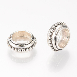 Antique Silver Tibetan Style Alloy Large Hole Beads, Donut, Antique Silver, 15x6.5mm, Hole: 9mm