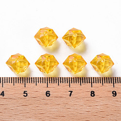 Orange Transparent Acrylic Beads, Faceted, Polygon, Orange, 8x10x9mm, Hole: 1.6mm, about 1300pcs/500g