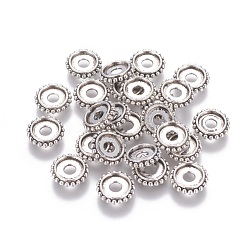 Antique Silver Alloy Spacer Beads, Cadmium Free & Nickel Free & Lead Free, Rondelle, Antique Silver, 10x2mm, Hole: 3mm