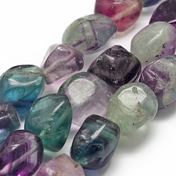 Fluorite Natural Fluorite Beads Strands, Nuggets, 18~25x18~25x15~23mm, Hole: 2mm, about 17~22pcs/strand, 15.7 inch(40cm)