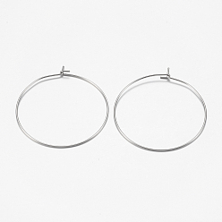 Stainless Steel Color 316 Surgical Stainless Steel Hoop Earrings Findings, Wine Glass Charms Findings, Stainless Steel Color, 39x35x0.7mm, 21 Gauge