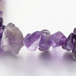 Amethyst Chips and Round Chakra Natural Gemstone Beaded Stretch Bracelets, Amethyst, 50~53mm