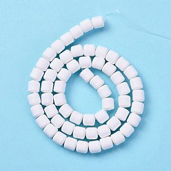 Blanc Polymère main brins d'argile de perles, colonne, blanc, 6.5x6mm, Trou: 1.2mm, Environ 61 pcs/chapelet, 15.75 pouce (40 cm)