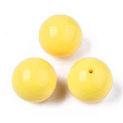 Желтый Непрозрачные акриловые бусины, круглые, желтые, 29.5 мм, Отверстие : 3 мм , около 31 шт / 500 г